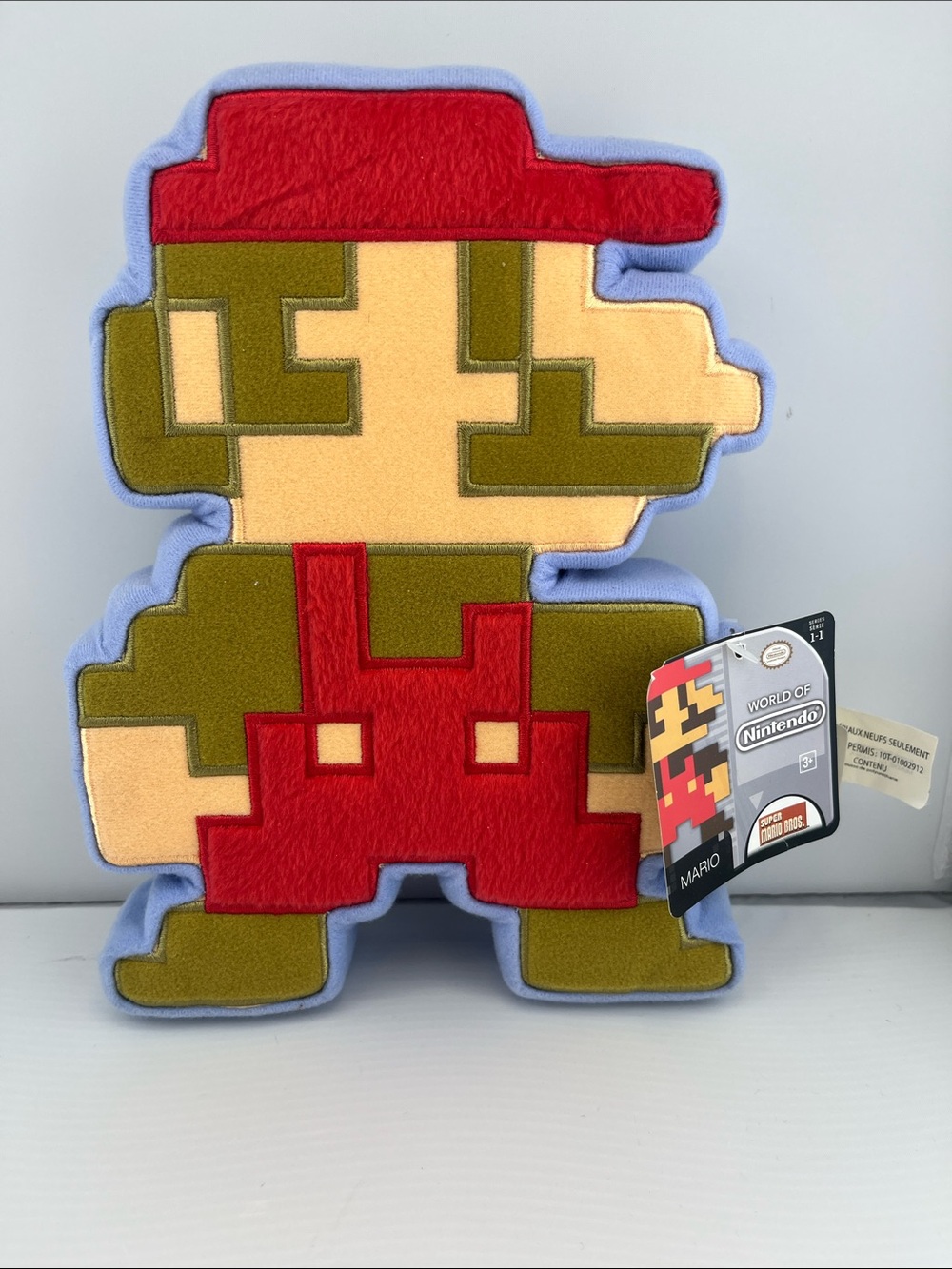 Nintendo Pixel Mario Plush - Red, Olive & Cream with Blue Trim